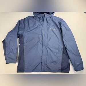 Columbia Omni Tech Raincoat Jacket XL Men’s Two Tone Blue Hood Full Zip NWOT